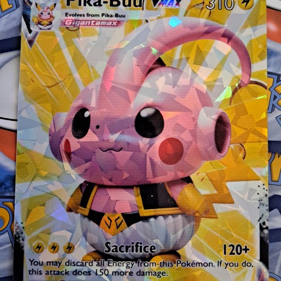 Pikachu and Majin Buu Fusion Pokemon Card - Pika-Buu - Picture 5 of 8